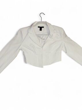 Cropped White Women's Blazer Jacket